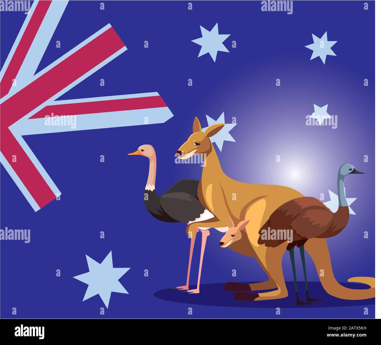 animals with australia flag in the background vector illustration