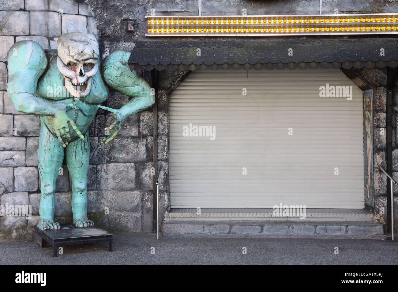 Closed scary ride in Prater amusement park in Vienna, Austria Stock Photo