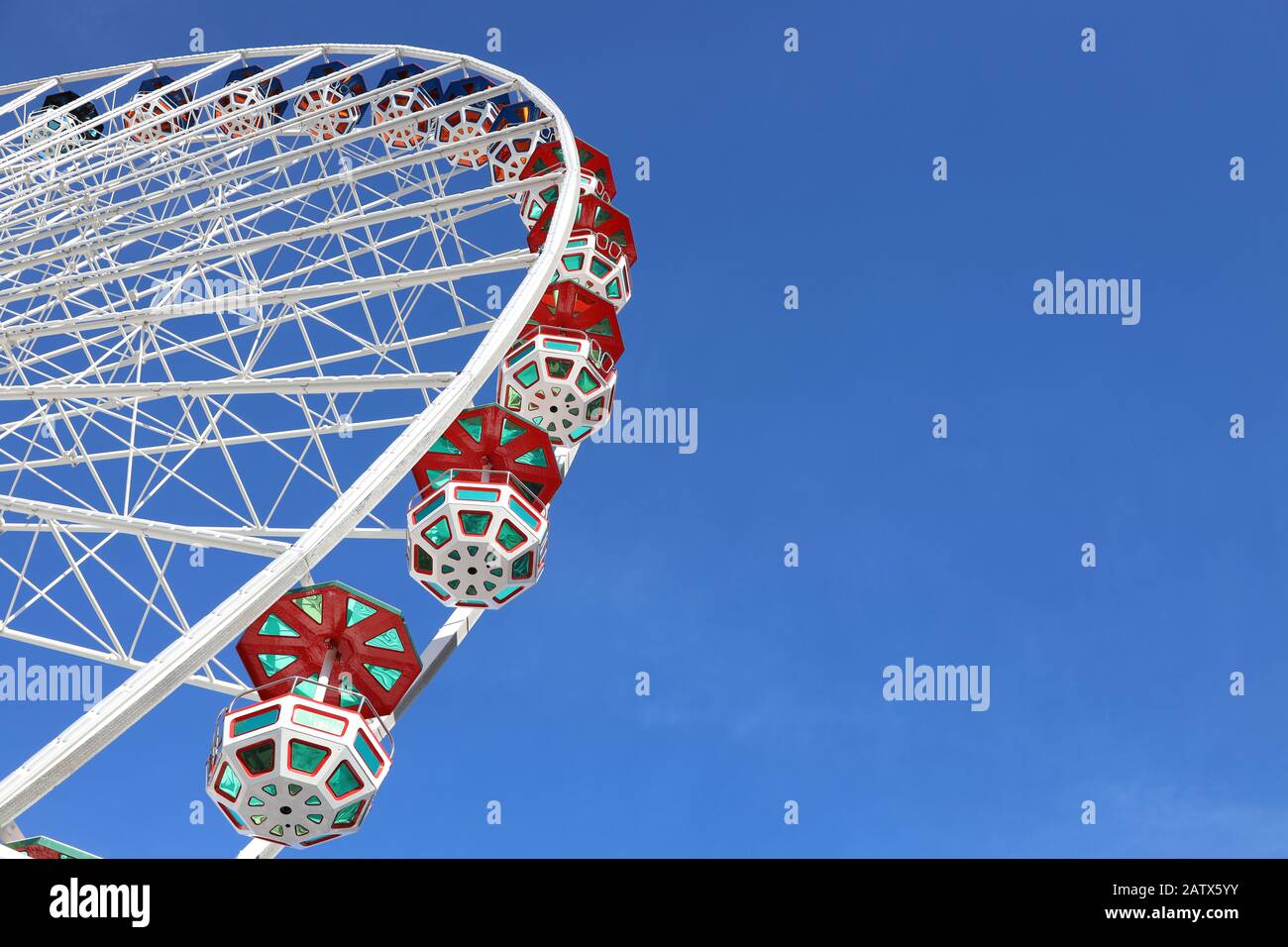 White ferris wheel in Prater amusement park, Vienna (Austria) Stock Photo