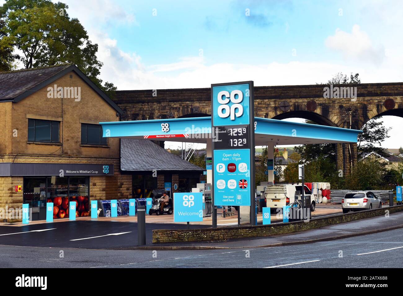 Co-op petrol station forecourt UK Stock Photo