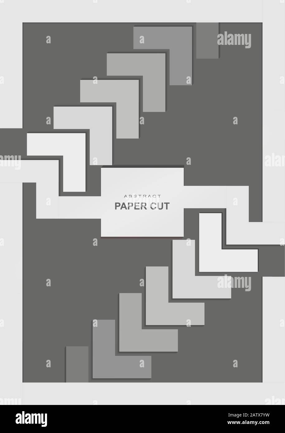 3d vector Paper cut art, abstract vertical banner. Made with white ...