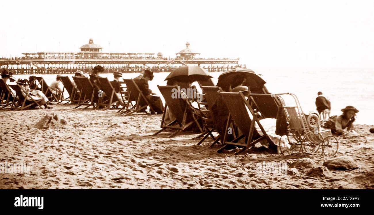 Bournemouth beach and pier, early 1900s Stock Photo