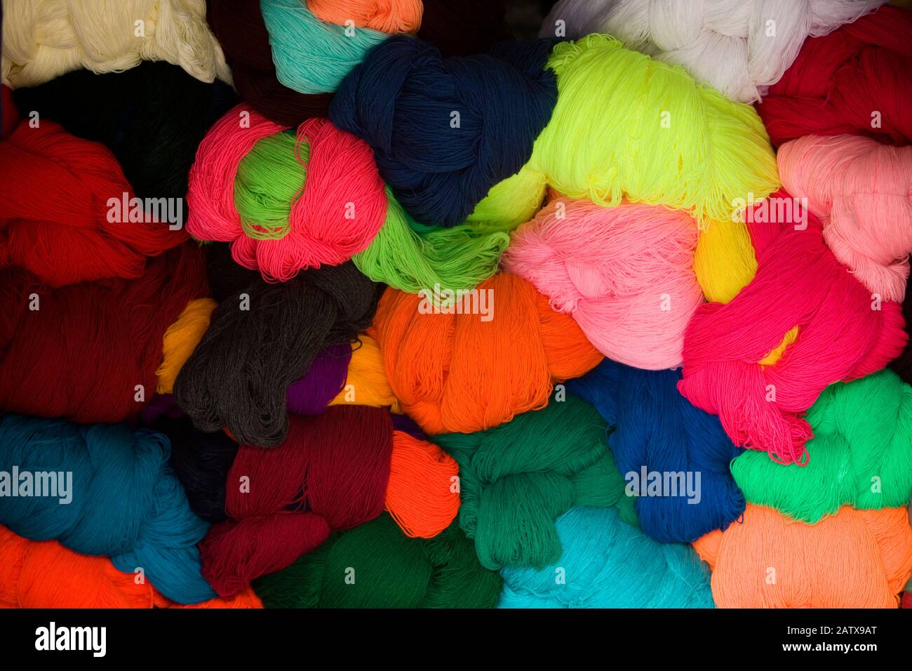 Llama Wool Balls, Paucartambo Village in Peru Stock Photo