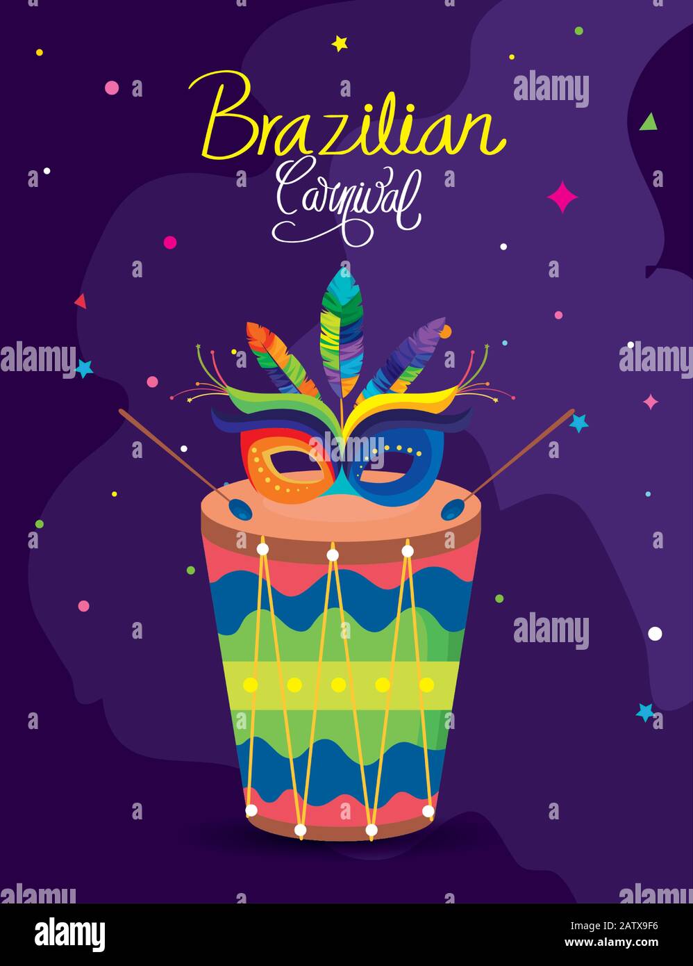 poster of carnival brazilian with drum and mask carnival Stock Vector ...