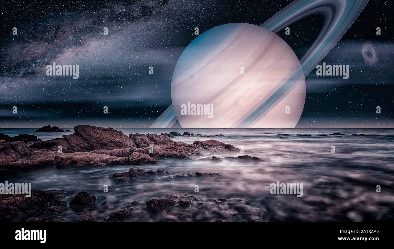 Artist view of the Saturn's moon Titan Stock Photo