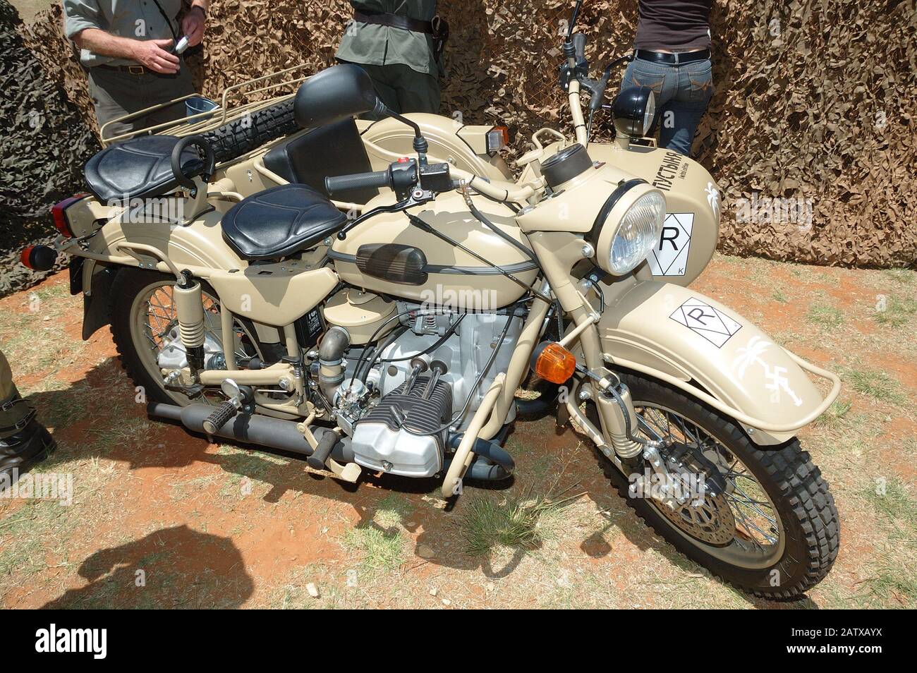 BLOEMFONTEIN, SOUTH AFRICA - NOVEMBER 1, 2008: A Ural sidecar motorcycle at the South African Armour Museum at the Tempe Military Base Stock Photo