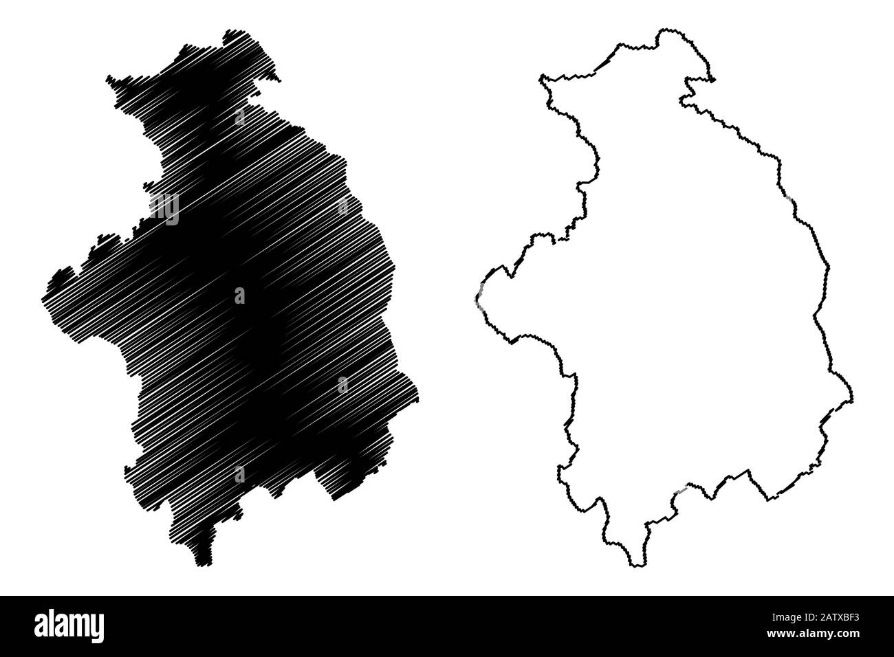 District of Mitrovica (Republic of Kosovo and Metohija, Districts of Kosovo, Republic of Serbia) map vector illustration, scribble sketch Kosovska Mit Stock Vector