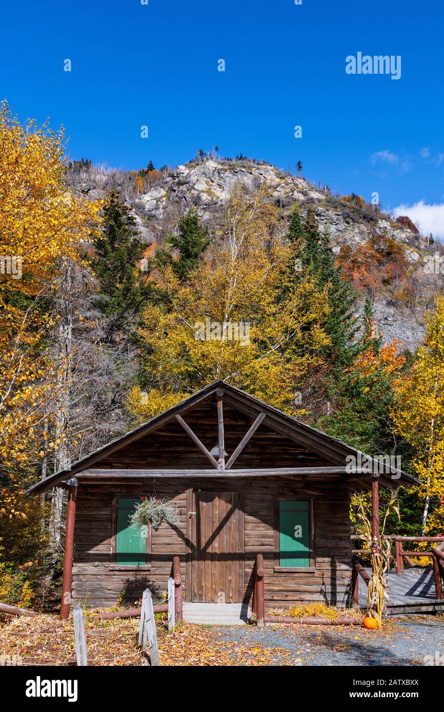 Rustic cabin at Lost River Gorge. Stock Photo