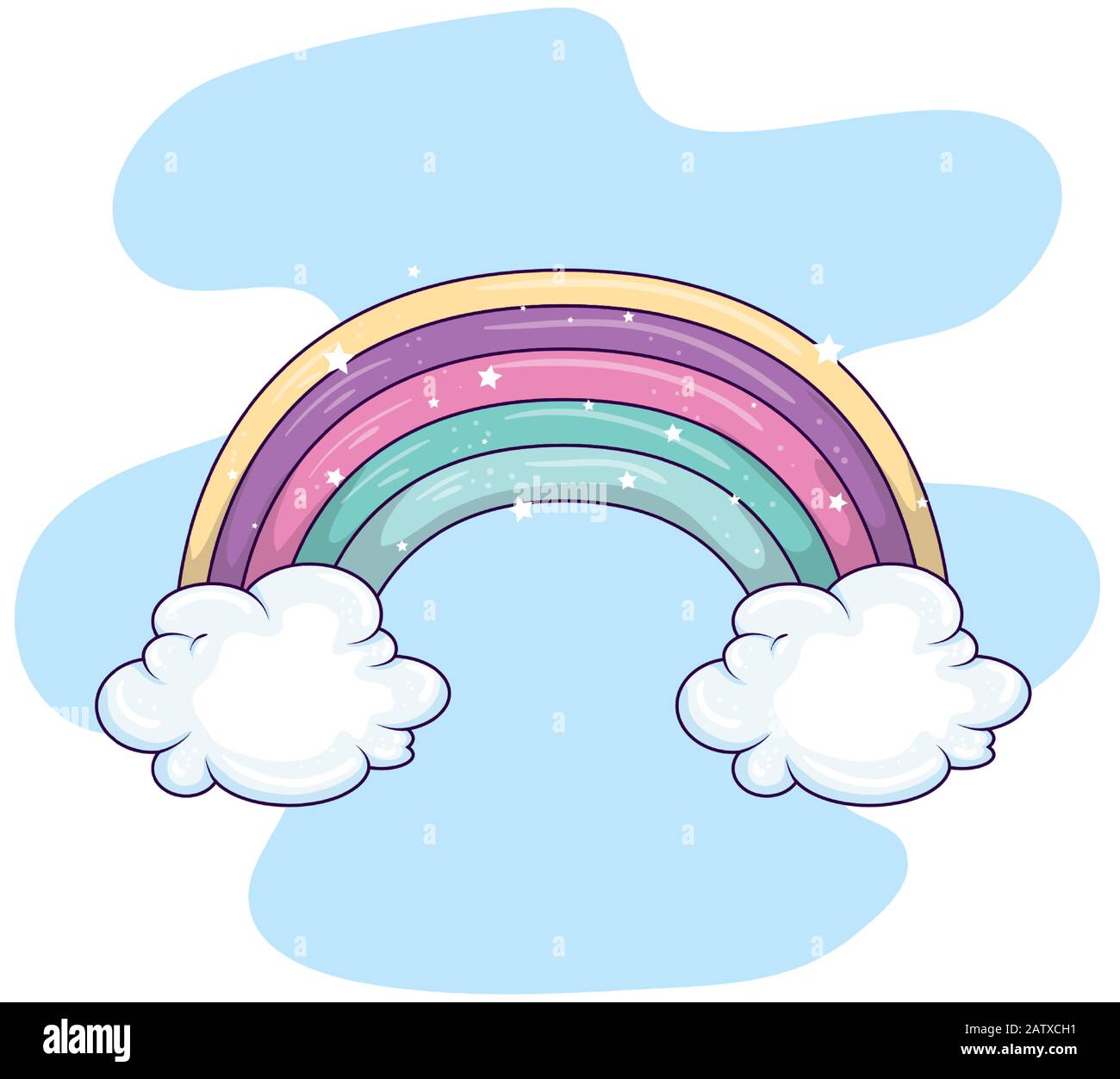 cute rainbow with clouds and stars decoration Stock Vector Image & Art ...