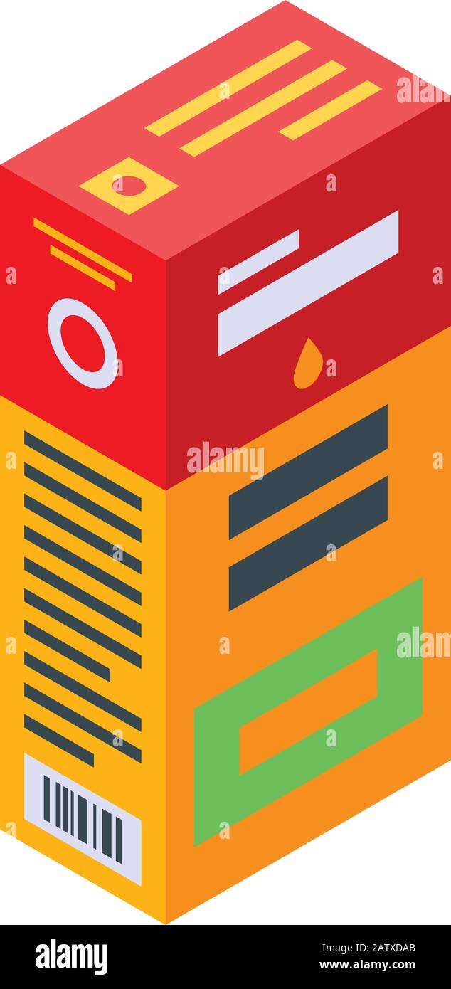 Syrup package icon, isometric style Stock Vector