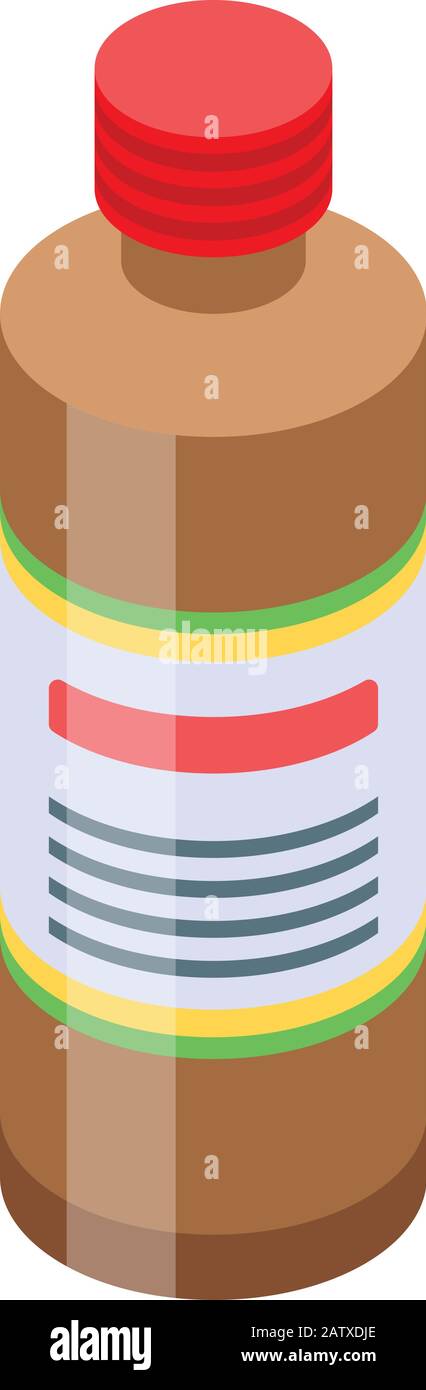 Treatment syrup bottle icon, isometric style Stock Vector