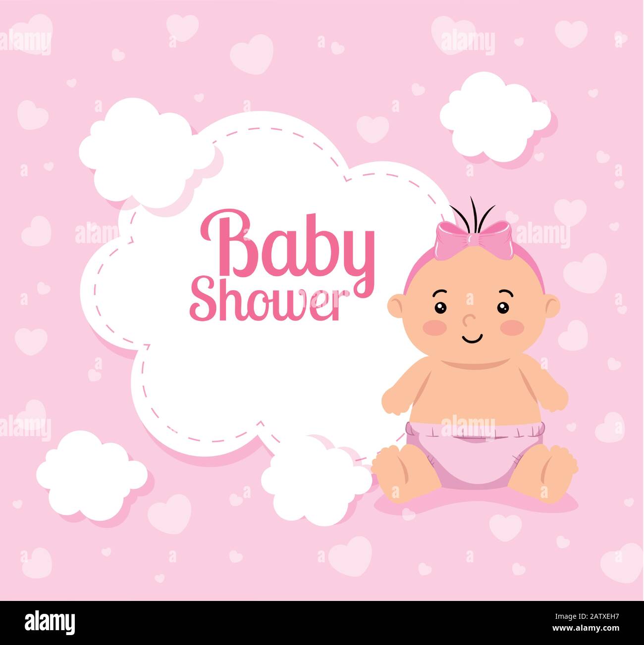 baby shower card with cute girl and cloud Stock Vector Image & Art - Alamy