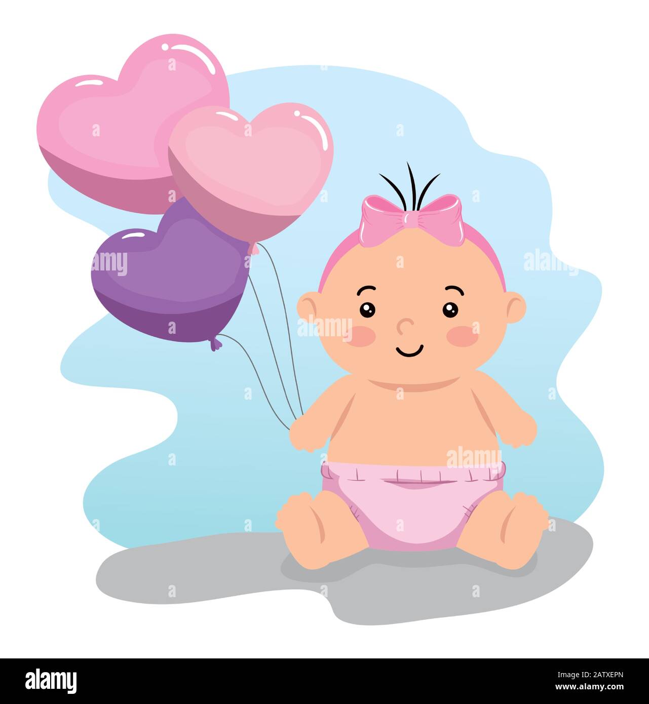 cute little baby girl with balloons helium Stock Vector Image & Art - Alamy