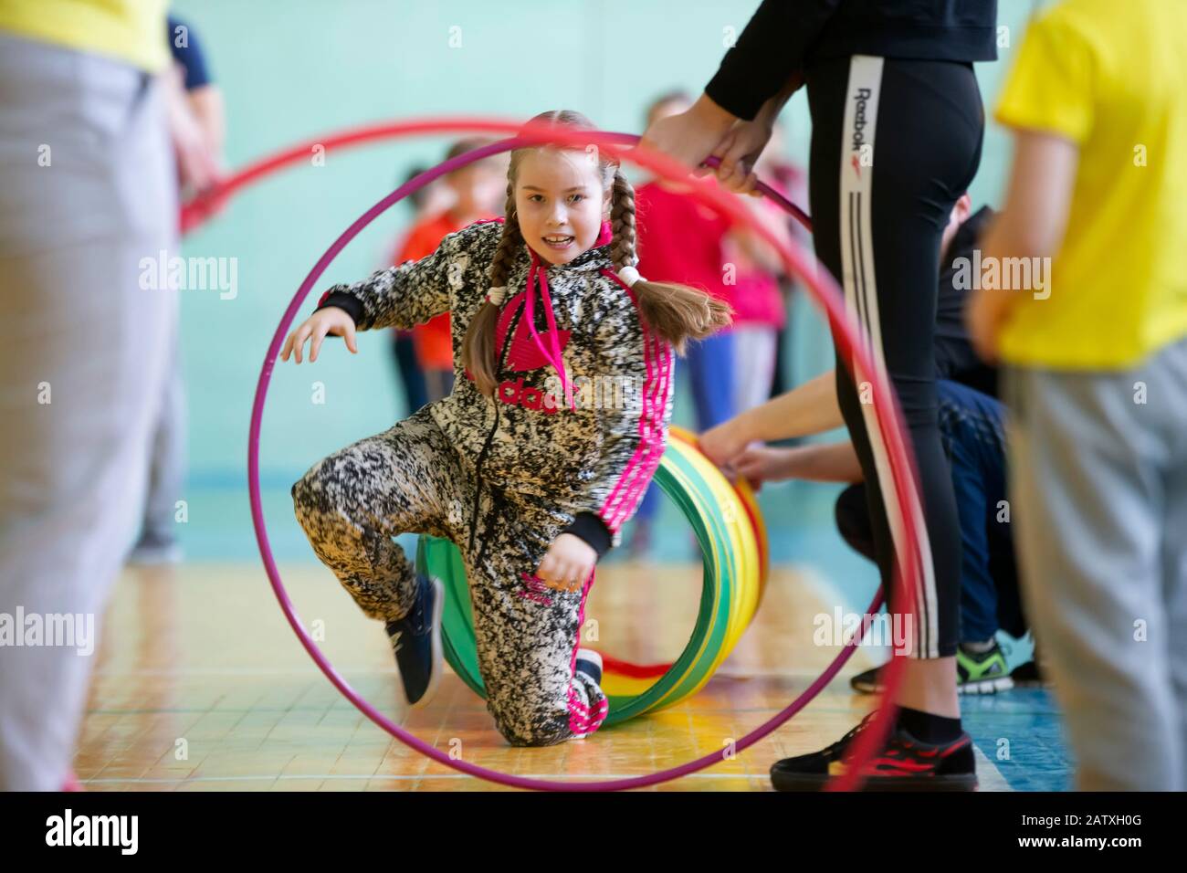 Belarus, the city of Gomil, December 07, 2019. Open physical education ...