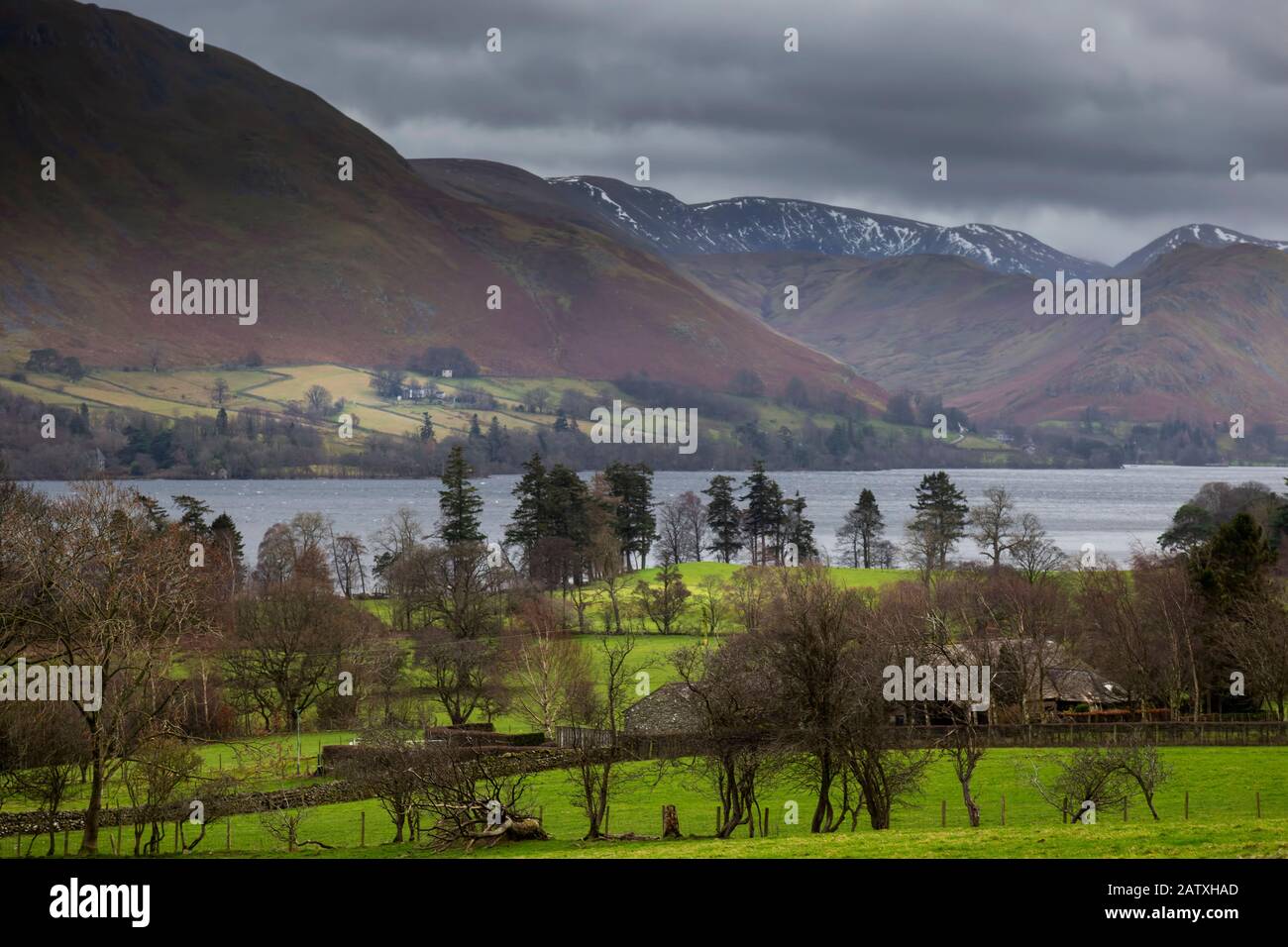 snow peaked hills at lake district Stock Photo Alamy