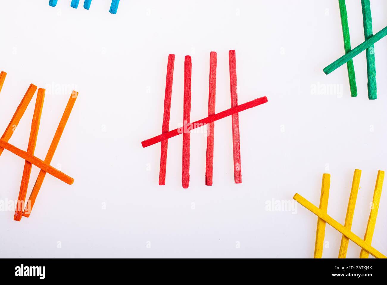 Colorful counting rods for kids to learn mathematics on white Stock