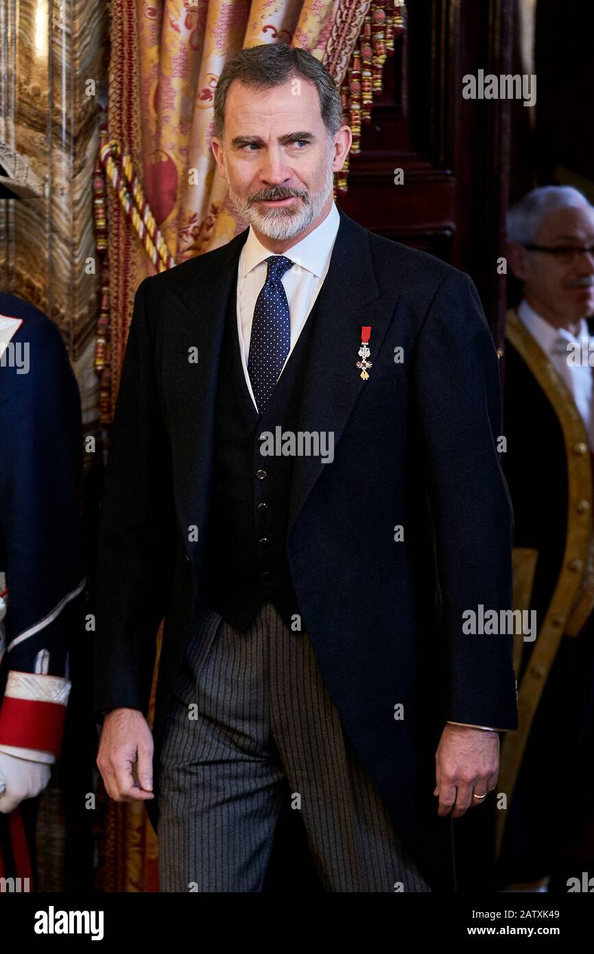 Madrid, Spain. 05th Feb, 2020. King Felipe VI of Spain attends the Diplomatic Corps reception at Royal Palace in Madrid. Credit: SOPA Images Limited/Alamy Live News Stock Photo