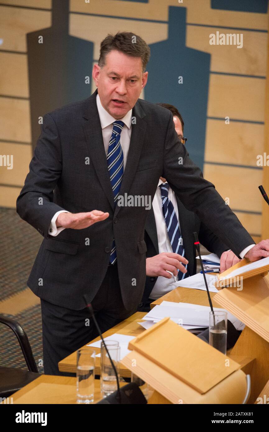 Edinburgh, UK. 5th Feb, 2020. Pictured: Murdo Fraser MSP - Shadow Cabinet Secretary for Finance. Conservative party Debate: Finance Credit: Colin Fisher/Alamy Live News Stock Photo