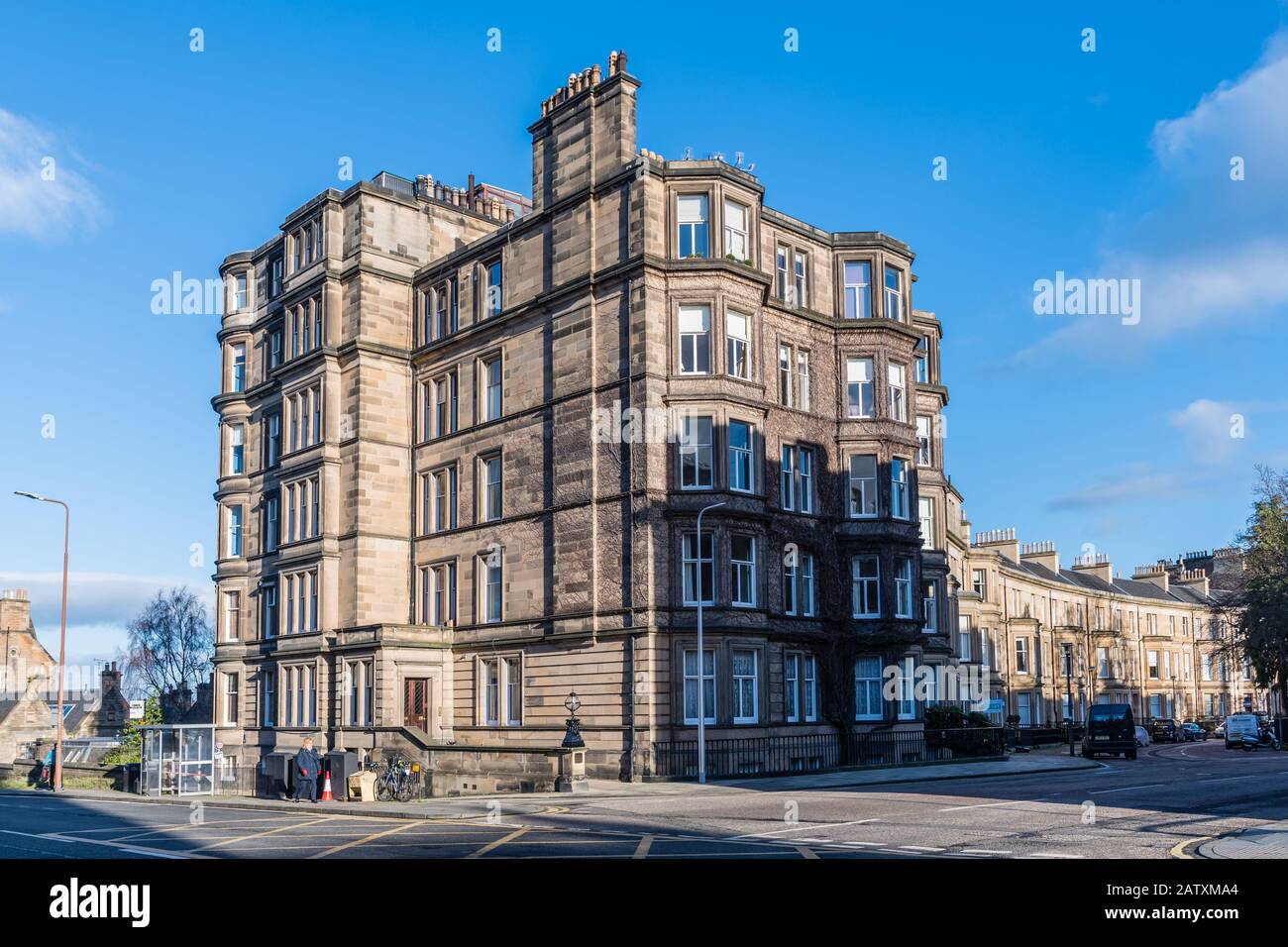 Tenement at Rothesay Place and Douglas Gardens, Edinburgh Stock Photo