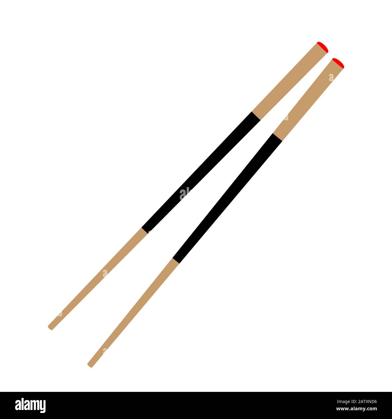 Asian wooden chopstick isolated. japanese bamboo stick Stock Vector