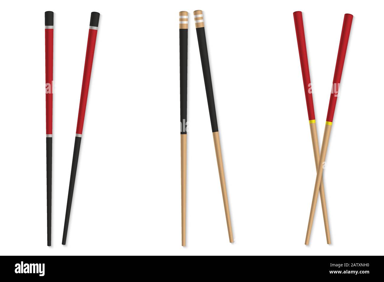 Asian wooden chopstick isolated. japanese bamboo stick Stock Vector