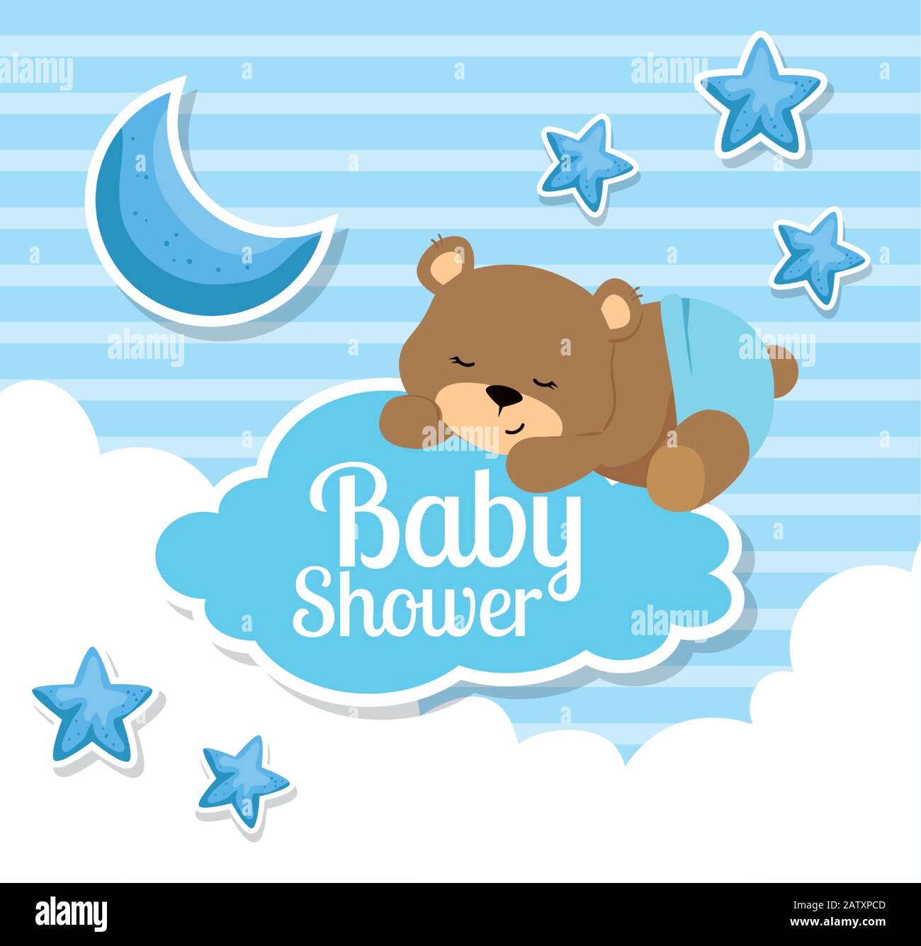 baby shower card with cute bear and decoration Stock Vector Image & Art ...