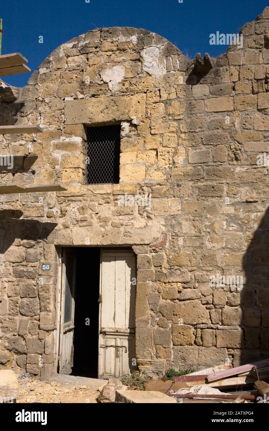 Renovations awaited on Kumarcilar Han (Gamblers' Inn), North Nicosia, Northern Cyprus Stock Photo