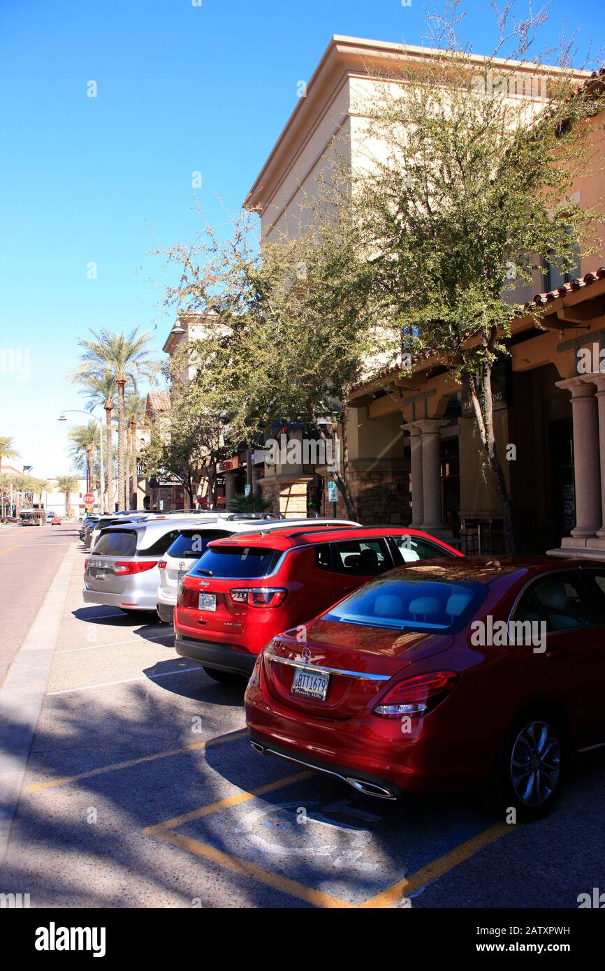 Modern luxury stores in the Fashion Square district of Scottsdale AZ Stock Photo