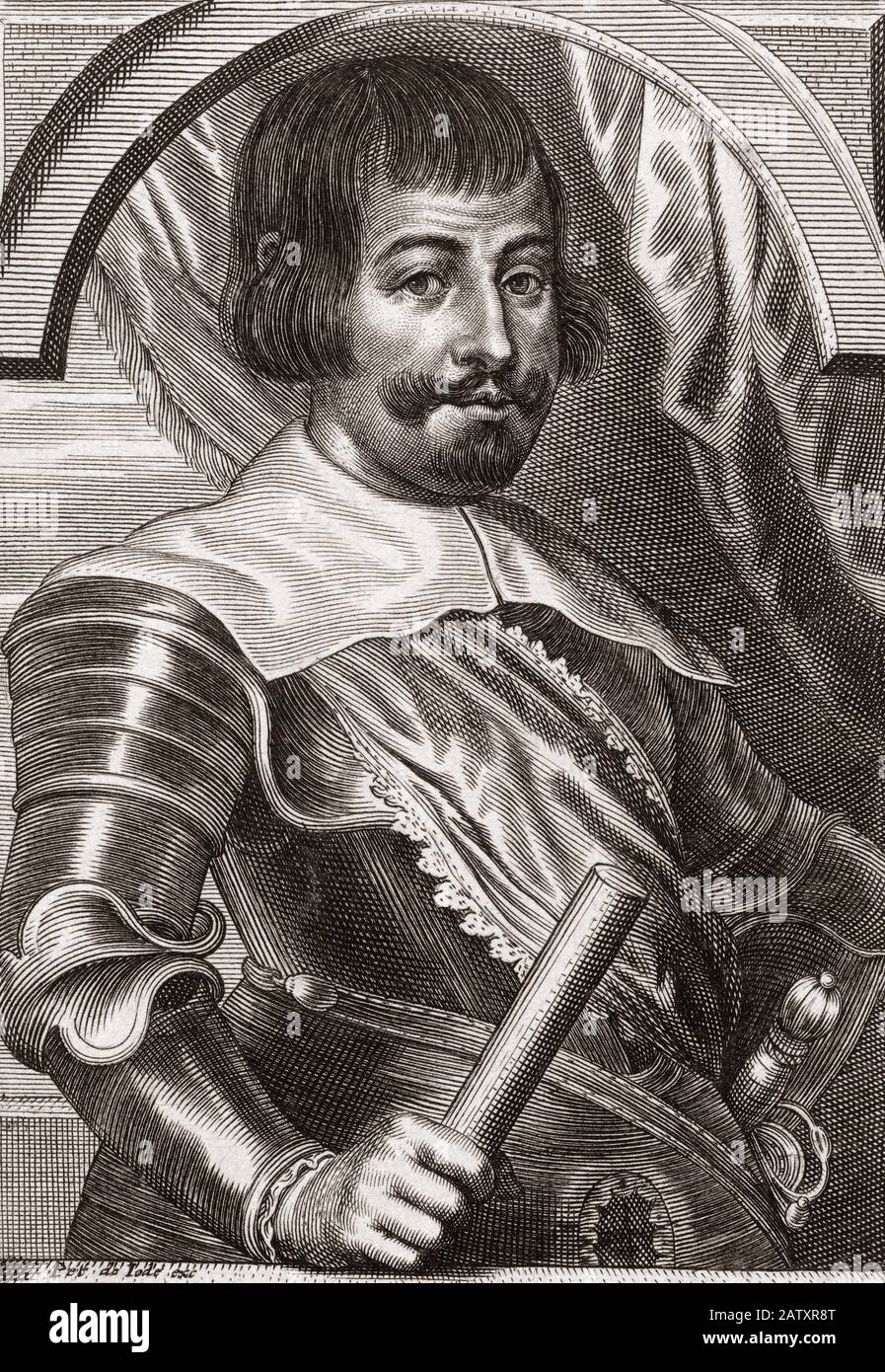 Francisco de Melo, 1597 - 1651.  Portuguese born nobleman and general who became interim governor of the Southern Netherlands.  He was a commander of the Spanish army which was defeated by the French at the battle of Rocroi. Stock Photo