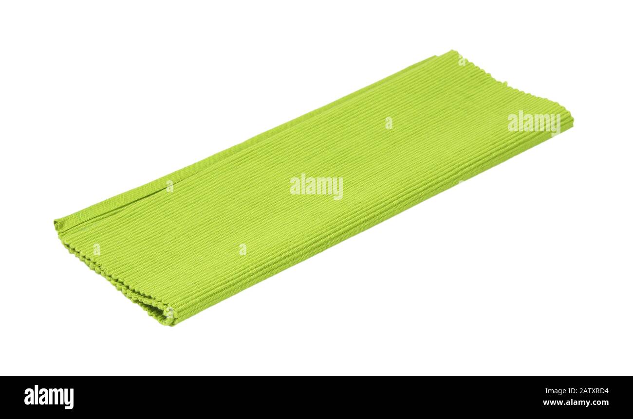 Green ribbed cotton placemat isolated on white Stock Photo Alamy