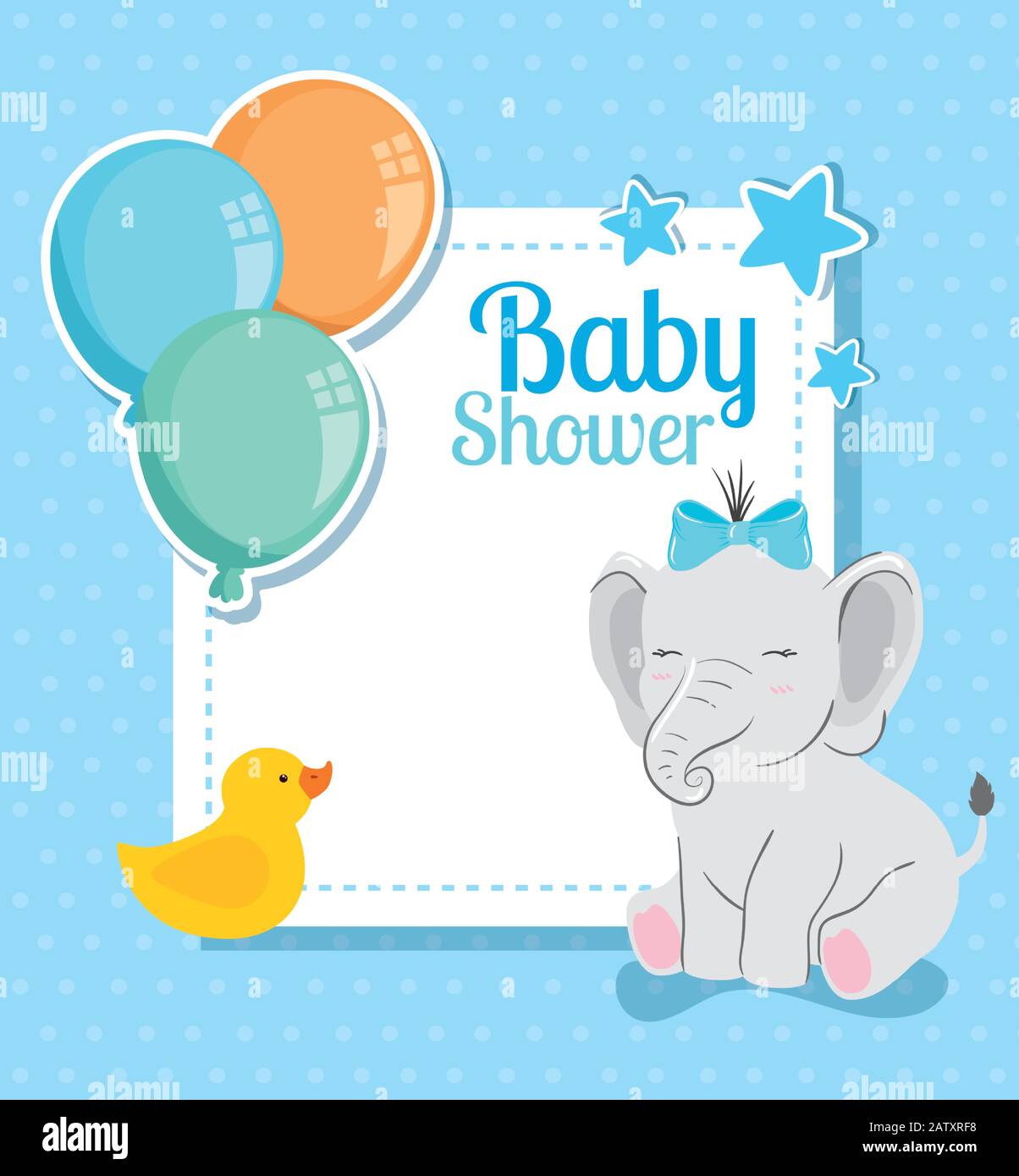 baby shower card with cute elephant and decoration Stock Vector Image ...