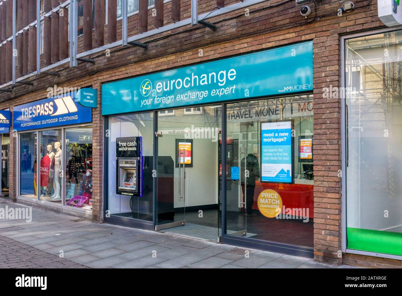 A branch of Eurochange bureau de change in King's Lynn. Stock Photo