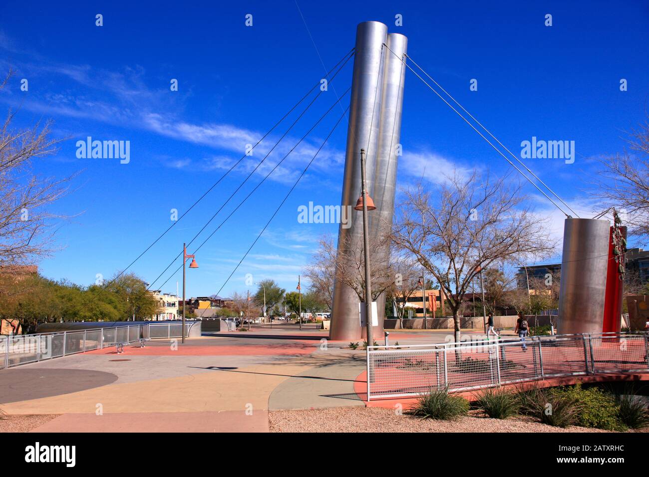 The Soleri Bridge in the Waterfront District of Scottsdale AZ Stock Photo
