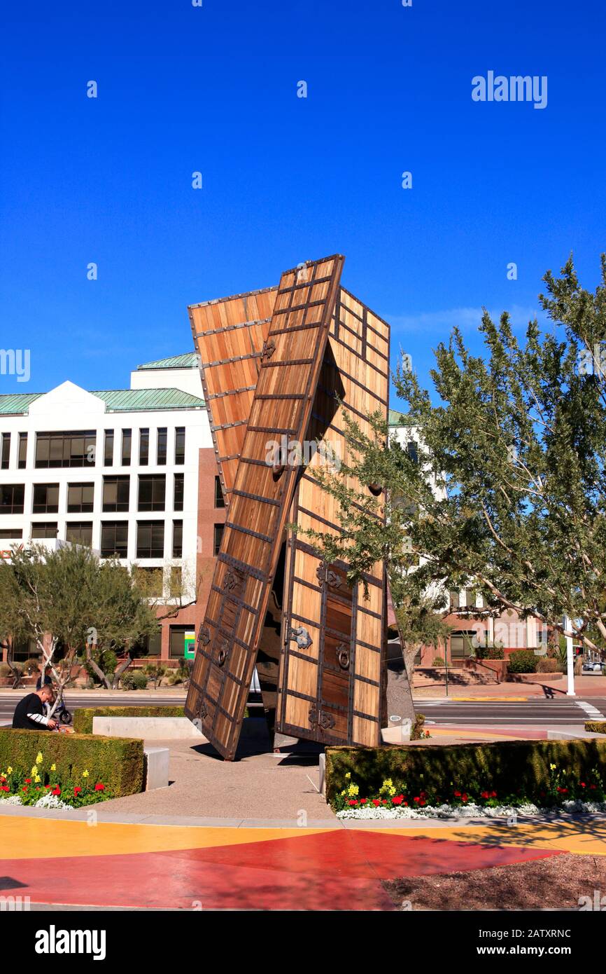'The Doors' sculpture in the Waterfront district of Scottsdale AZ Stock Photo