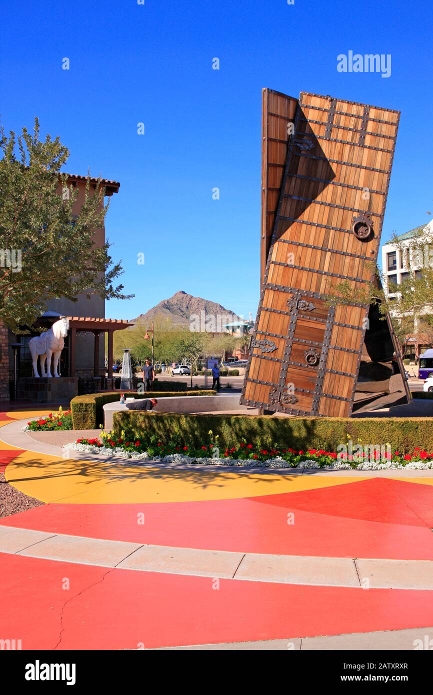 'The Doors' sculpture in the Waterfront district of Scottsdale AZ Stock Photo