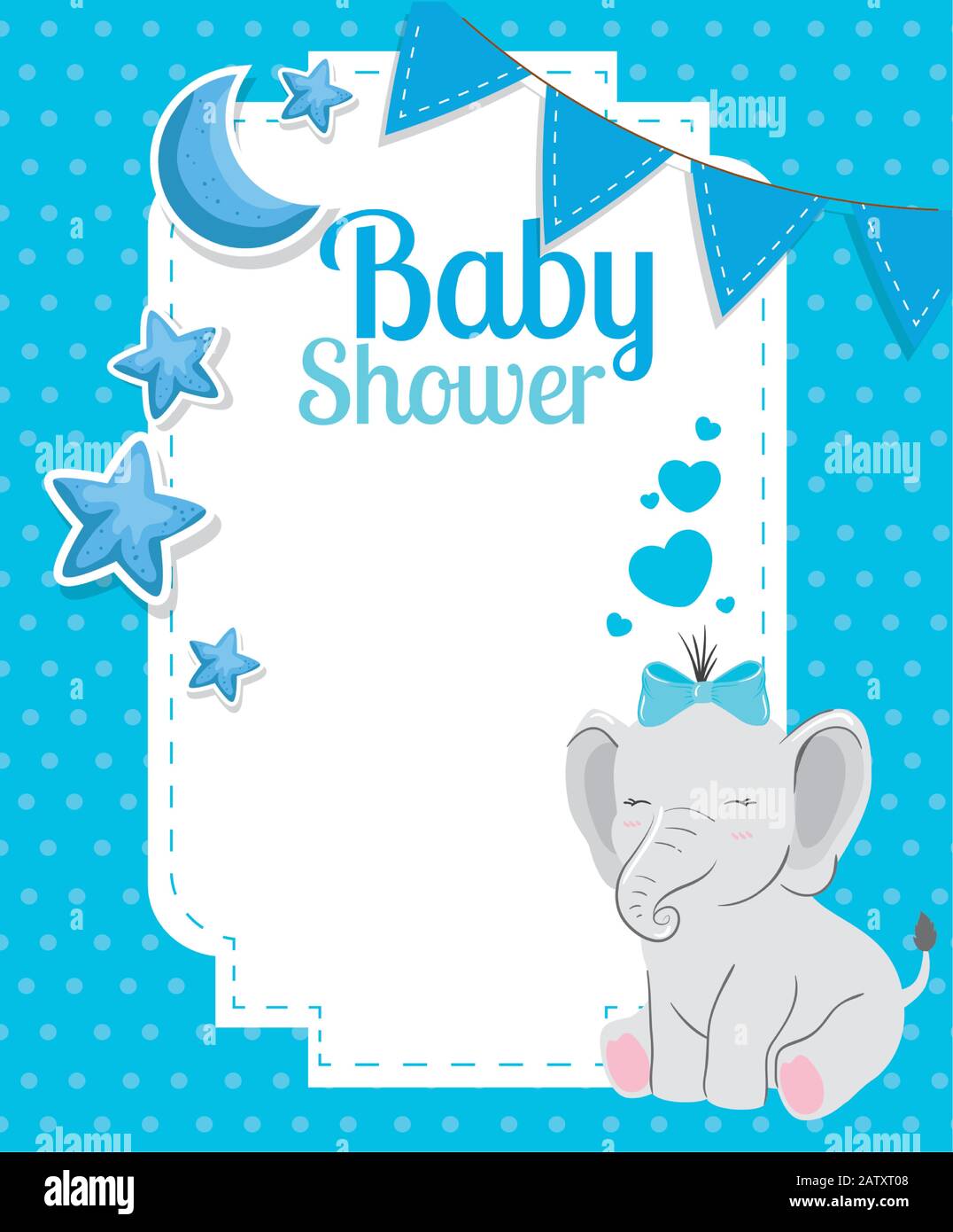 baby shower card with cute elephant and decoration Stock Vector Image ...