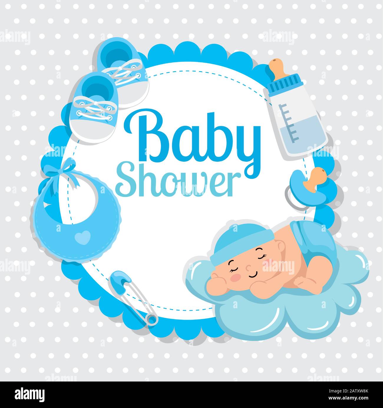 baby shower card with cute little boy and decoration Stock Vector Image ...