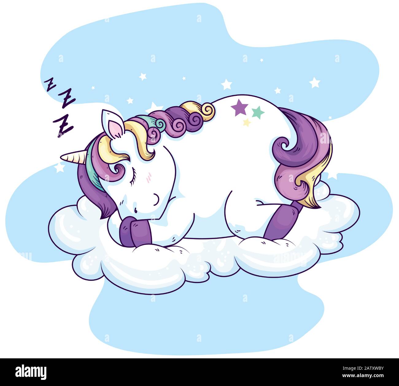 cute unicorn fantasy sleeping in cloud Stock Vector Image & Art - Alamy