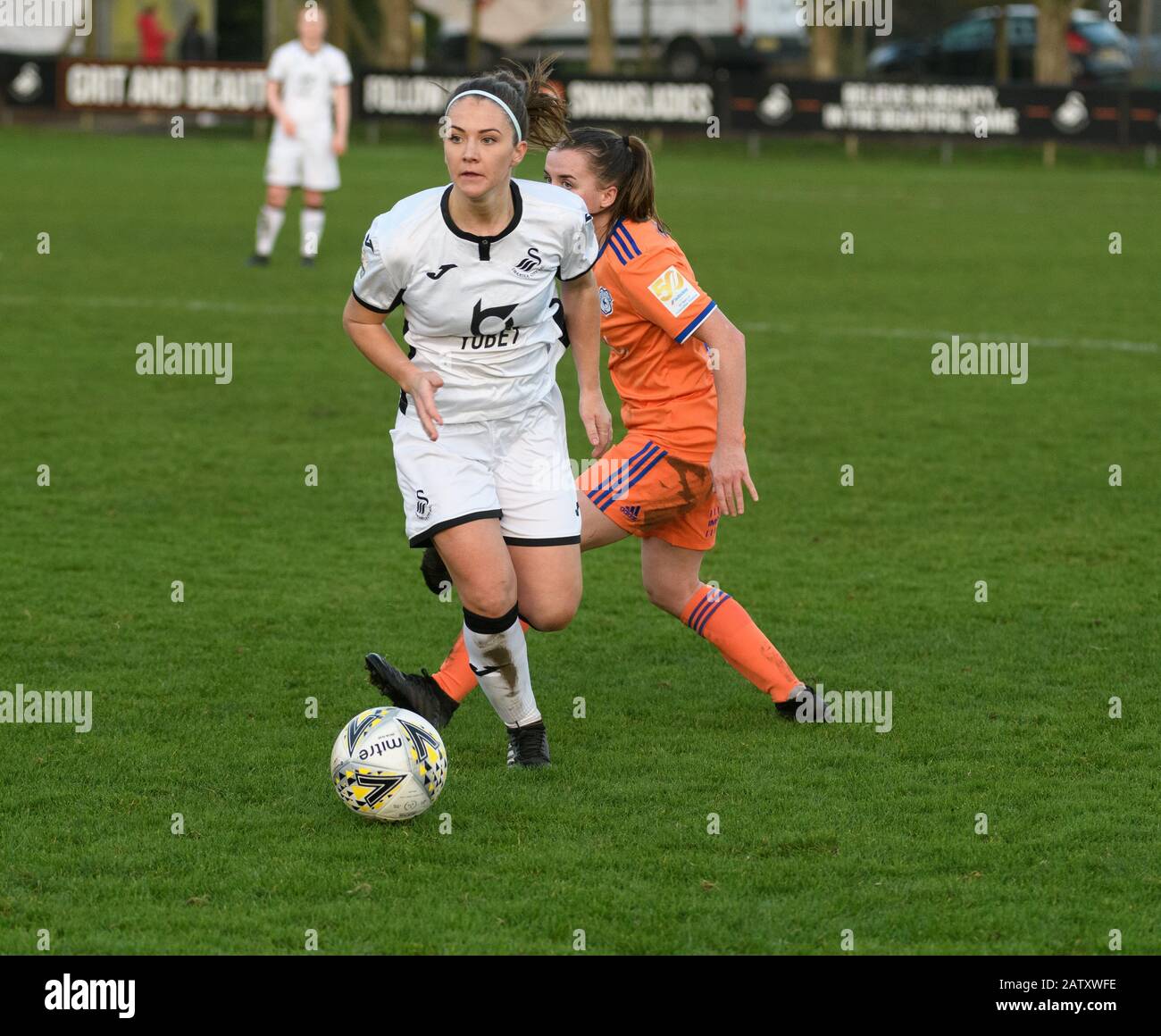 Emma Beynon on the ball for Swansea city womens football team Stock Photo