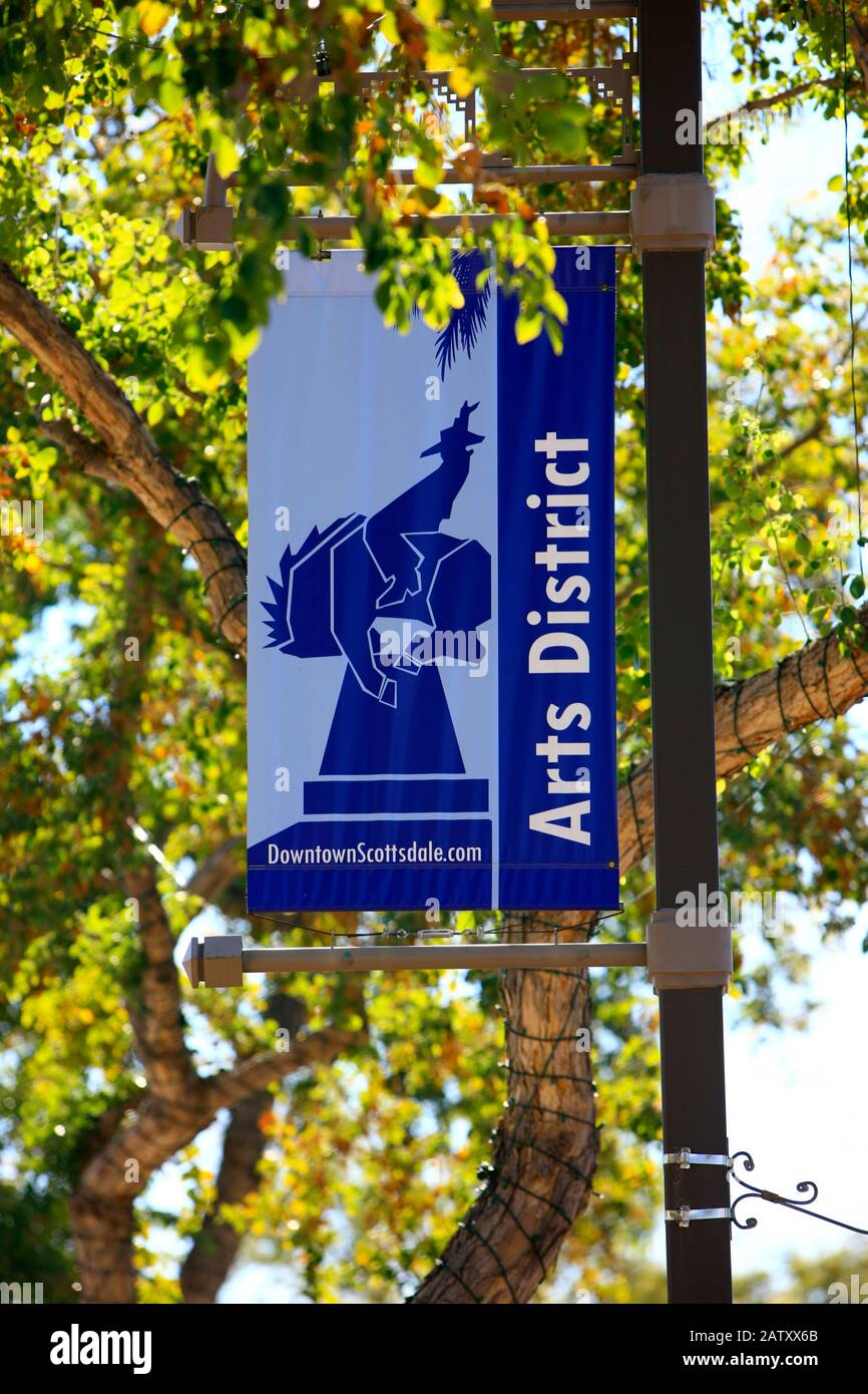 Arts District banner in Old Town Scottsdale AZ Stock Photo