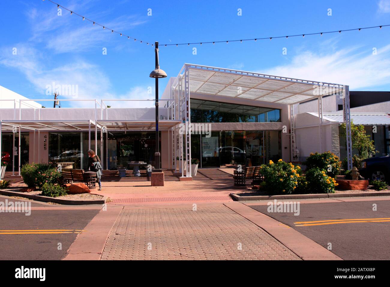 Marwshall Way Pavillion of stores in the Arts District of Old Town Scottsdale AZ Stock Photo