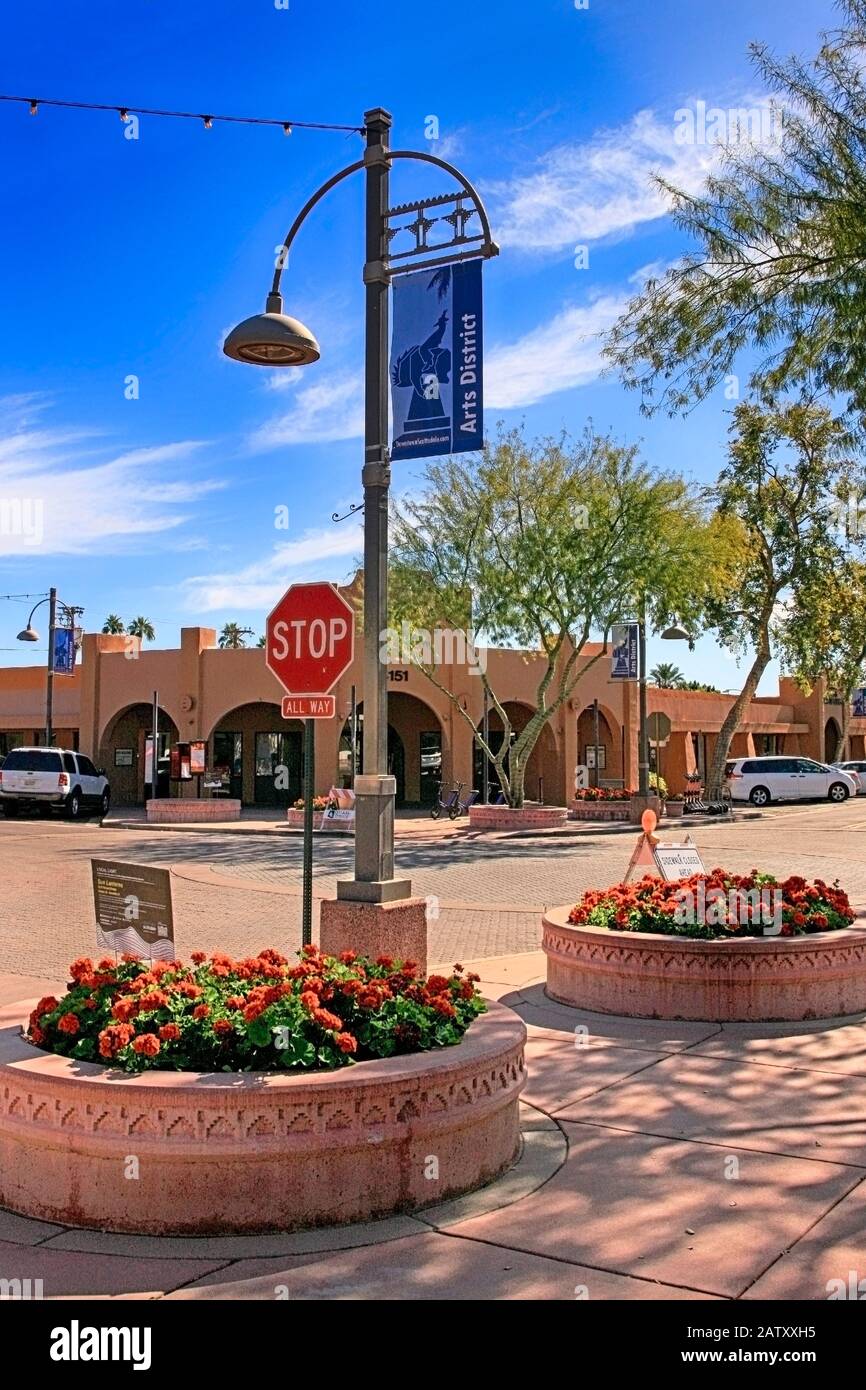 In the heart of the Arts District of Old Town Scottsdale, AZ Stock Photo