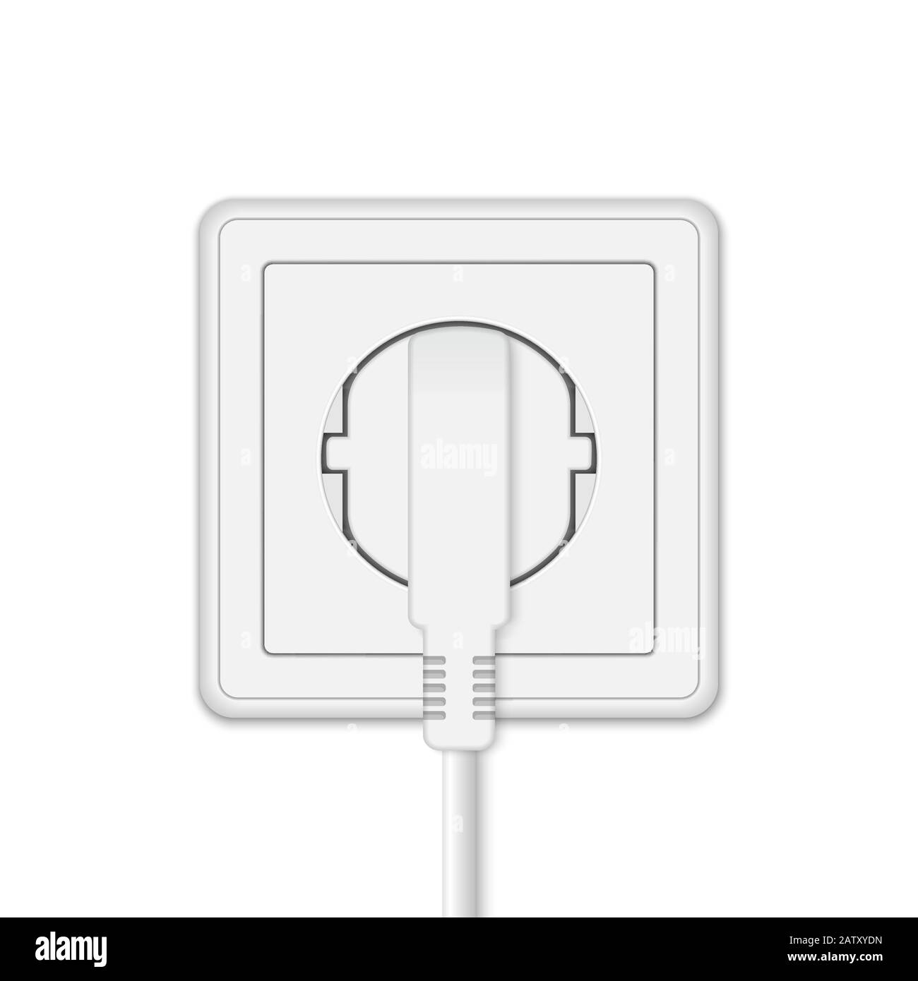 realistic electric socket with plug on a white wall Stock Vector Image