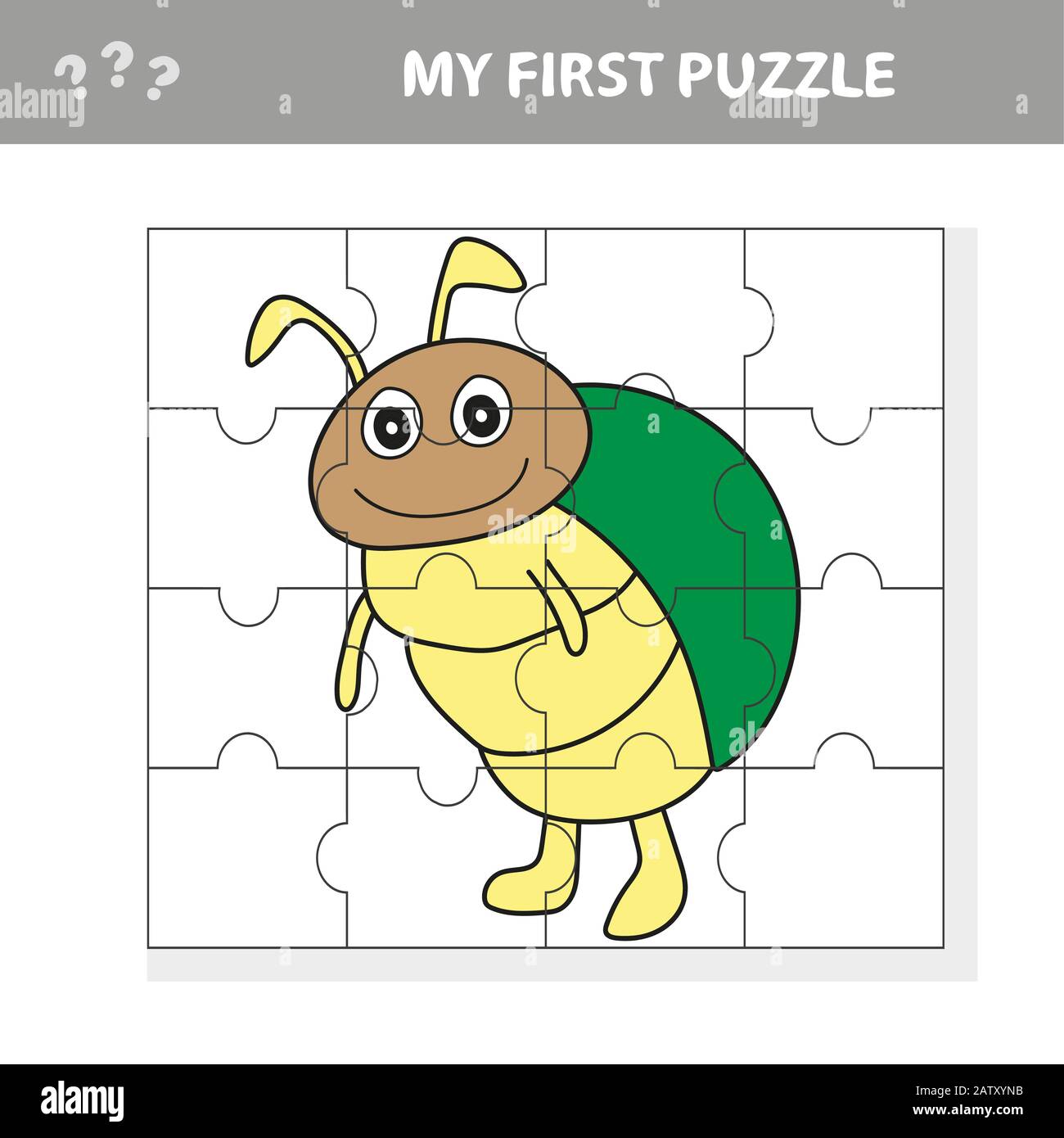 Cartoon Illustration of Education Jigsaw Puzzle Game for Preschool