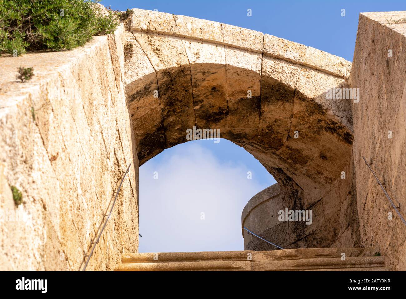 Menorca, Spain - Ocober 13, 2019: The arches of Fortaleza de La Mola in Mahon, one of the biggest European fortresses. Stock Photo