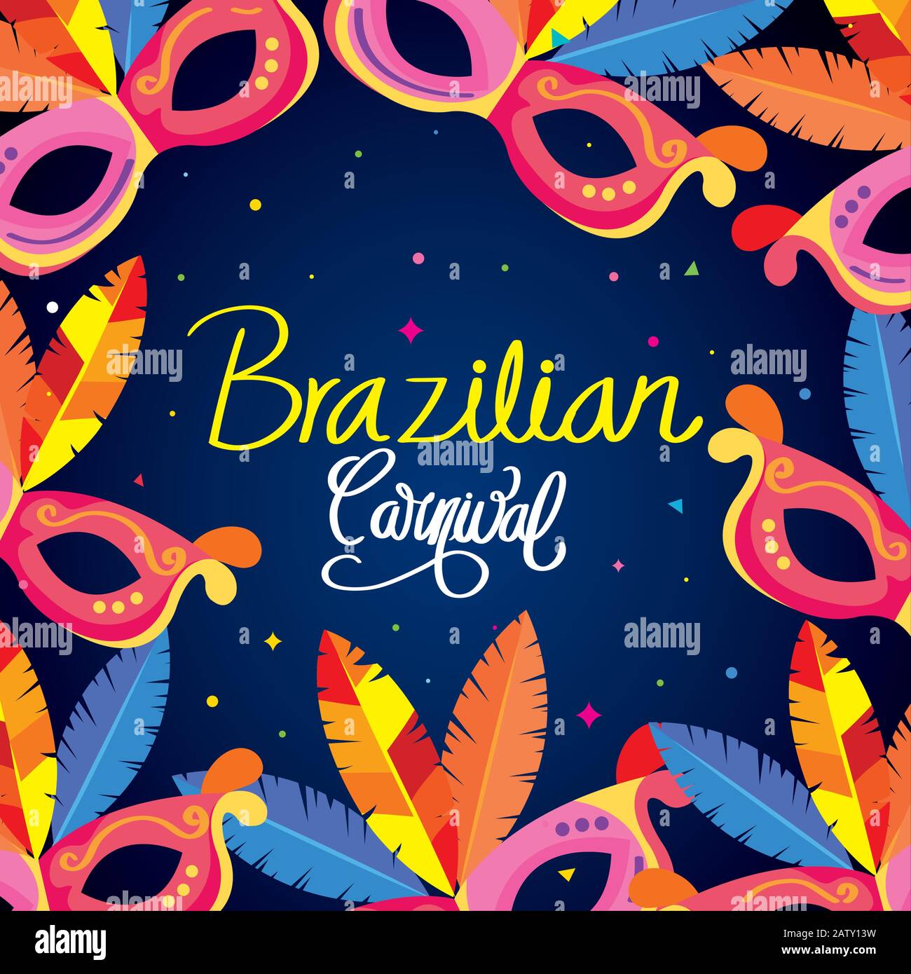poster of carnival brazilian with masks carnival Stock Vector Image ...