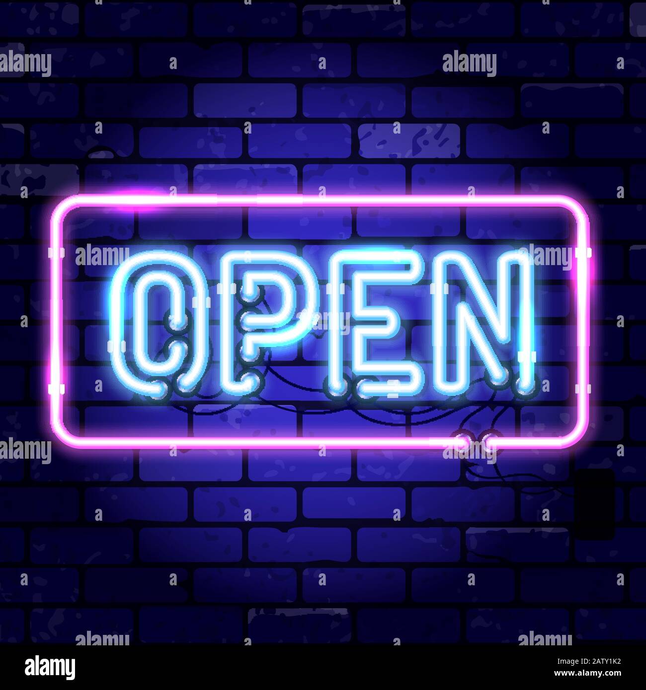 Neon Signboard Open Framed Stock Vector