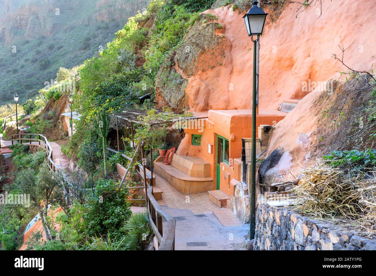 Cave houses, homes built into caves at Cueva Bermeja, Guayadeque Gran