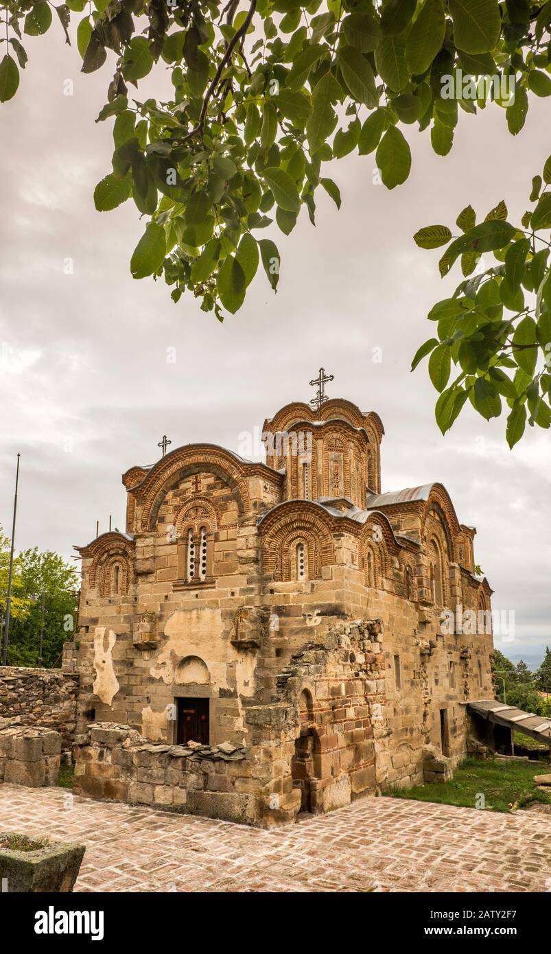 Church of St George, Macedonian Orthodox church, built in 1318, Serbo-Byzantine style, in village of Staro Nagoricane, near Kumanovo, North Macedonia Stock Photo