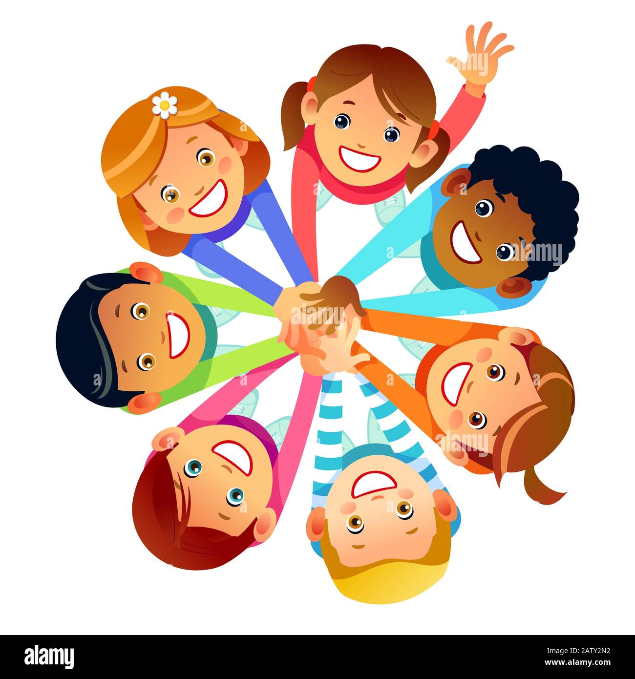 Kids friends from around the world around their hands. Multinational  friendship of children of friends of the world. Cartoon Stock vector  illustration Stock Vector Image & Art - Alamy